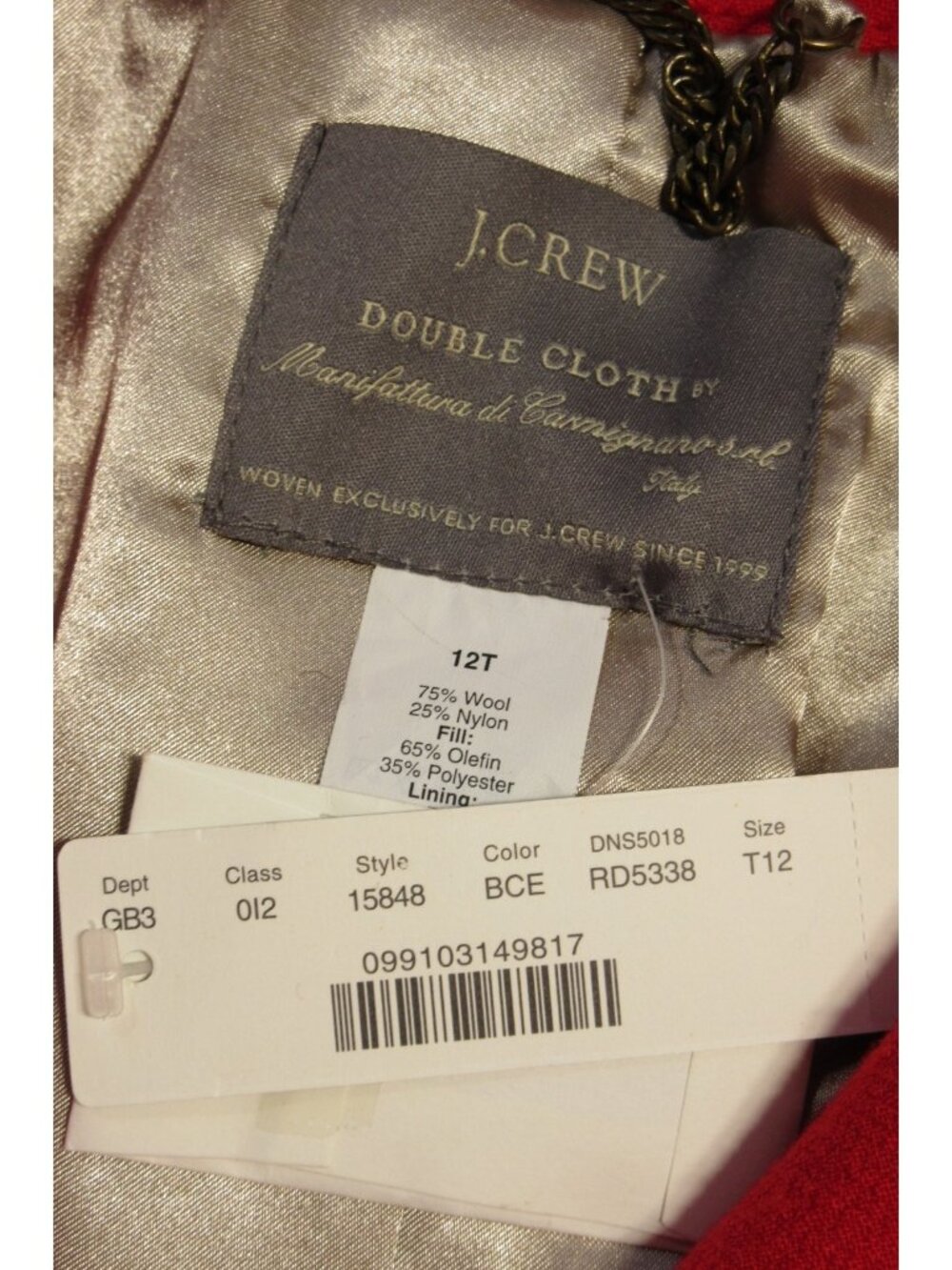 NWT J.Crew Double-cloth Metro Lady Day Coat in Bright Cerise Wool Thinsulate 12T - Picture 7 of 9